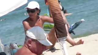 Naturist Babe Nude on Public Beach revealing cunt and tits Voyeurism 1060