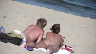 Naturist Babe Nude on Public Beach revealing cunt and tits Voyeurism 1085