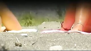 Naturist Babe Nude on Public Beach revealing cunt and tits Voyeurism 959