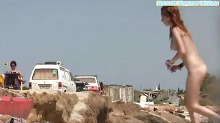 Naturist Babe Nude on Public Beach revealing cunt and tits Voyeurism 835