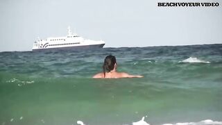 Naturist Babe Nude on Public Beach revealing cunt and tits Voyeurism 827