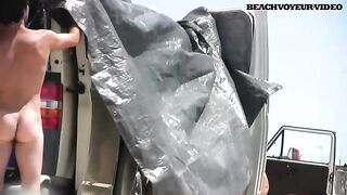 Naturist Babe Nude on Public Beach revealing cunt and tits Voyeurism 826