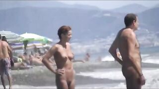 Naturist Babe Nude on Public Beach revealing cunt and tits Voyeurism 974