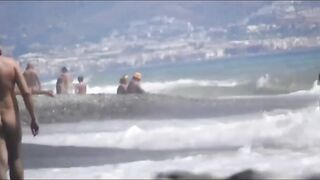 Naturist Babe Nude on Public Beach revealing cunt and tits Voyeurism 974