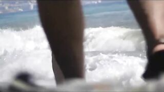 Naturist Babe Nude on Public Beach revealing cunt and tits Voyeurism 974