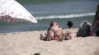 Naturist Babe Nude on Public Beach revealing cunt and tits Voyeurism 1102