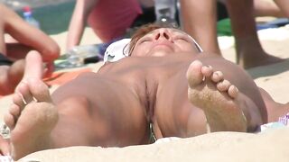 Naturist Babe Nude on Public Beach revealing cunt and tits Voyeurism 1109