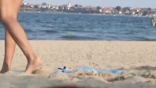 Naturist Babe Nude on Public Beach revealing cunt and tits Voyeurism 1131
