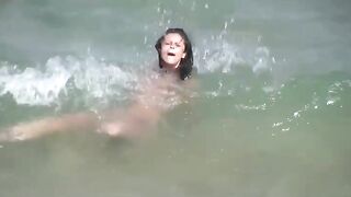 Naturist Babe Nude on Public Beach revealing cunt and tits Voyeurism 1115