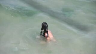 Naturist Babe Nude on Public Beach revealing cunt and tits Voyeurism 1115