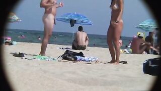 Naturist Babe Nude on Public Beach revealing cunt and tits Voyeurism 1120