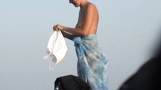 Naturist Babe Nude on Public Beach revealing cunt and tits Voyeurism 1132