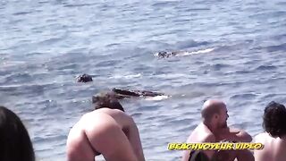 Naturist Babe Nude on Public Beach revealing cunt and tits Voyeurism 1158