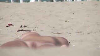 Naturist Babe Nude on Public Beach revealing cunt and tits Voyeurism 1151