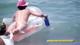 Naturist Babe Nude on Public Beach revealing cunt and tits Voyeurism 1159