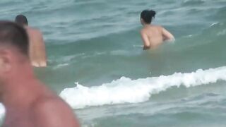 Naturist Babe Nude on Public Beach revealing cunt and tits Voyeurism 1134