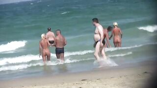 Naturist Babe Nude on Public Beach revealing cunt and tits Voyeurism 1134