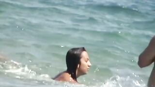 Naturist Babe Nude on Public Beach revealing cunt and tits Voyeurism 1139