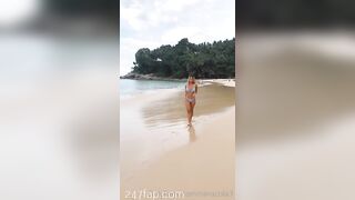 NinaCola3 Bikini Walking around on the Beach, She is HOT