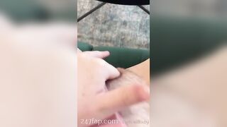 Elfbxby fingering her half shaved slight hairy vagina in the first person view