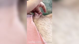 Elfbxby fingering her half shaved slight hairy vagina in the first person view