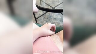 Elfbxby fingering her half shaved slight hairy vagina in the first person view