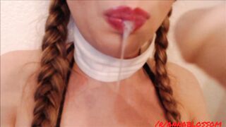 Annablossom (Anna Blossom)  Leaks Teen Schoolgirl in Braids Face Fucking herself Crying 